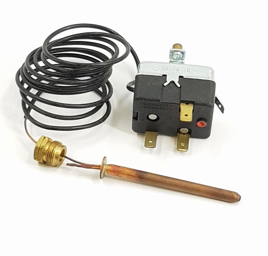 V-TUF 19.51101 thermostat close-up of dial, capillary tube and temperature sensing buKg