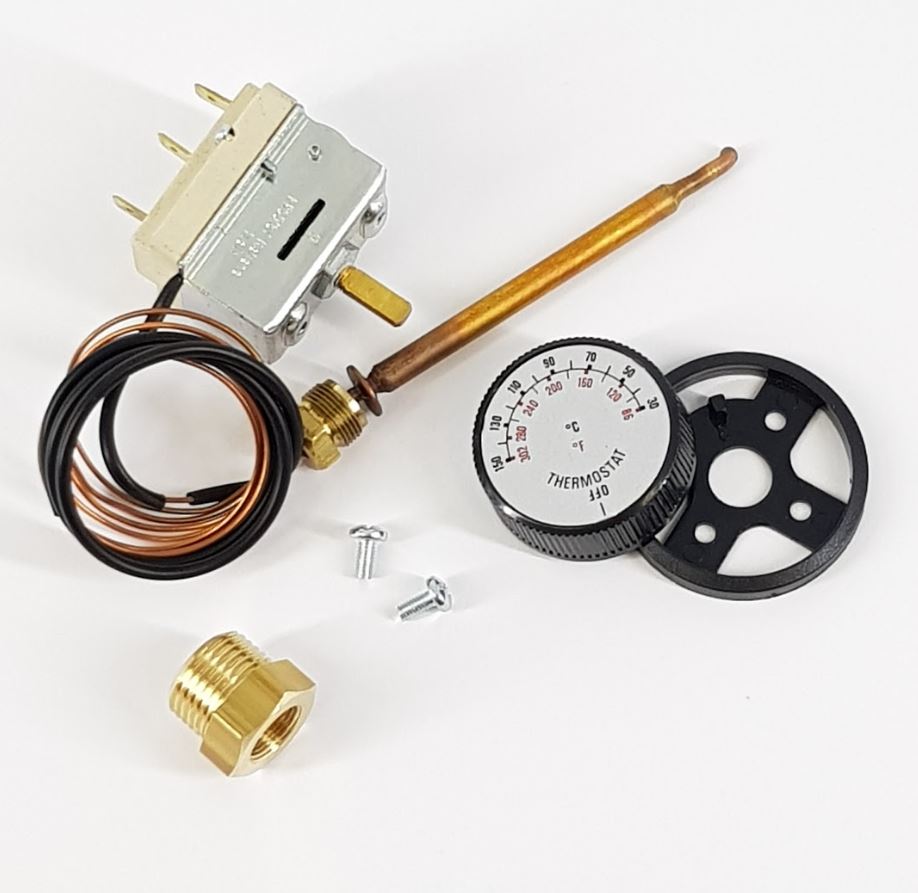 V-TUF thermostat 19.511 with immersed probe, 0-150 degrees C range for hot water systems