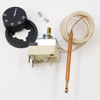 V-TUF 19.5111 thermostat with switch close-up showing micro-switch and capillary tube