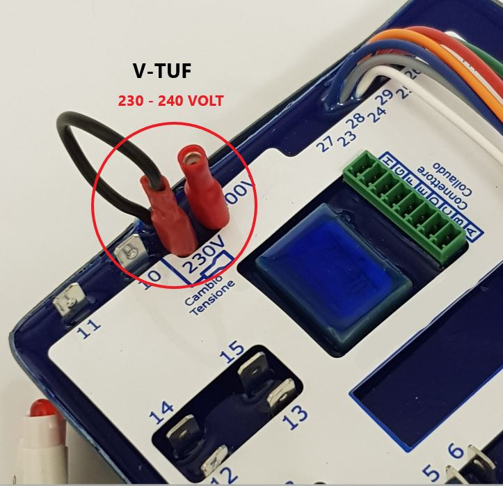 V-TUF 2000113MS PCB control board side view showing sealed enclosure and connector ports