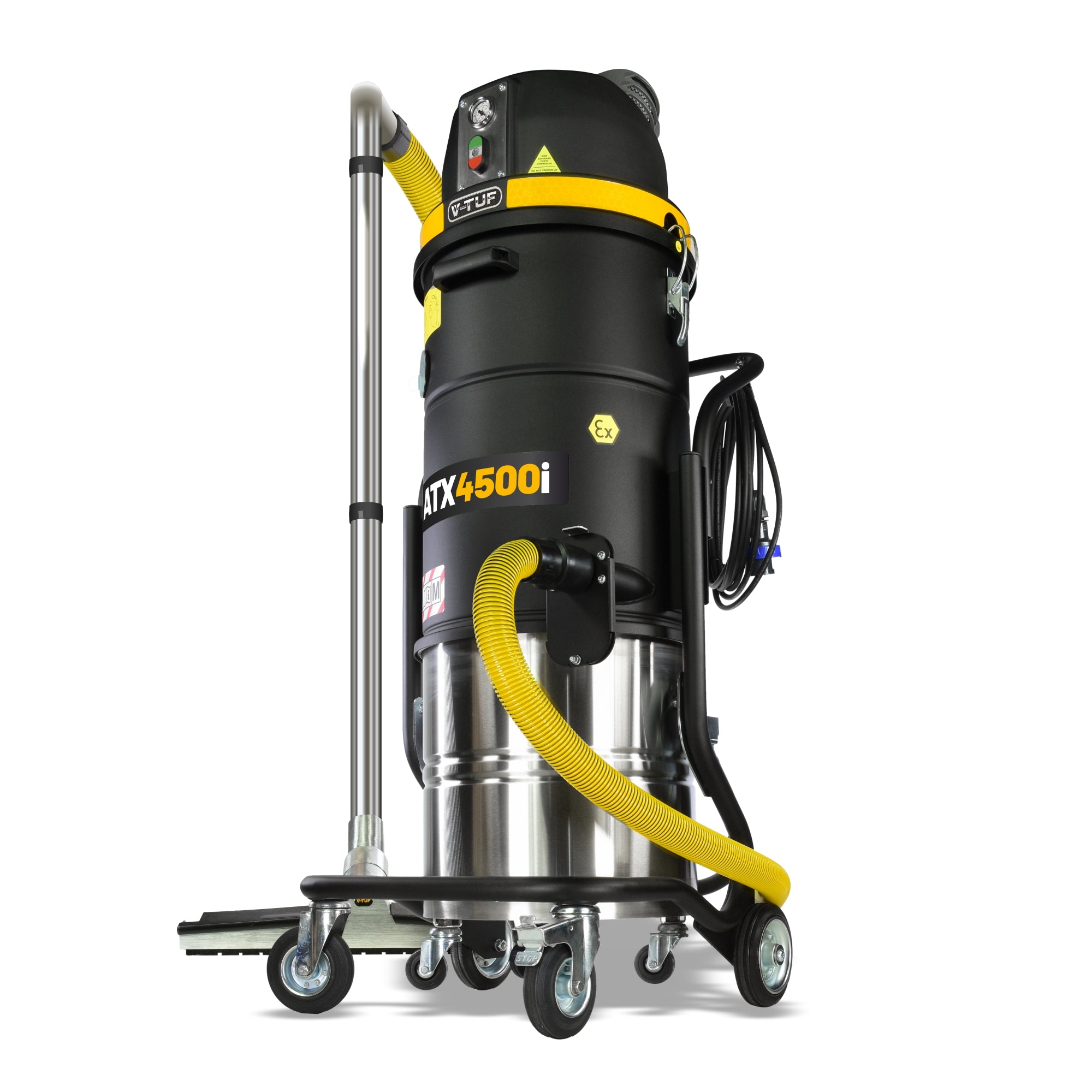 V-TUF ATX4500i 45L M-Class 240V ATEX Z22 vacuum ATX4500I-240 with detachable bin, front view
