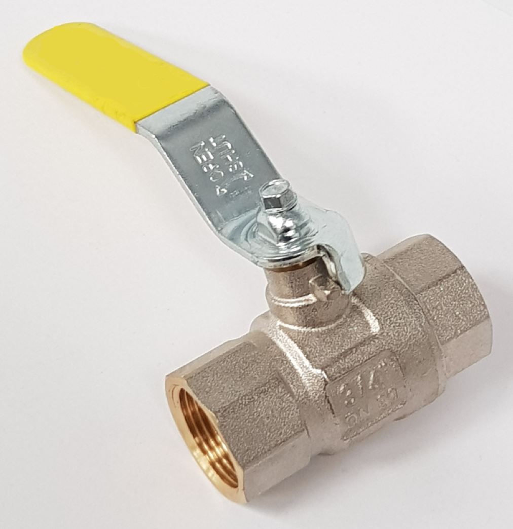 V-TUF B1.734 ball valve side view showing lever handle and 3/4F female BSP threads