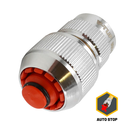 V-TUF professional KCQ coupler 3/4 inch hose auto stop valve B1.234V, front view