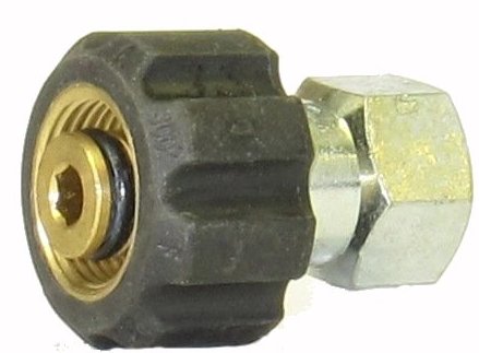 V-TUF M22 female to 1/4 inch female screw coupling B14.1001, short brass coupling