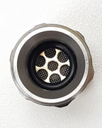 V-TUF B14.1114SSFILT stainless filter side view showing M22F inlet and 3/8M outlet