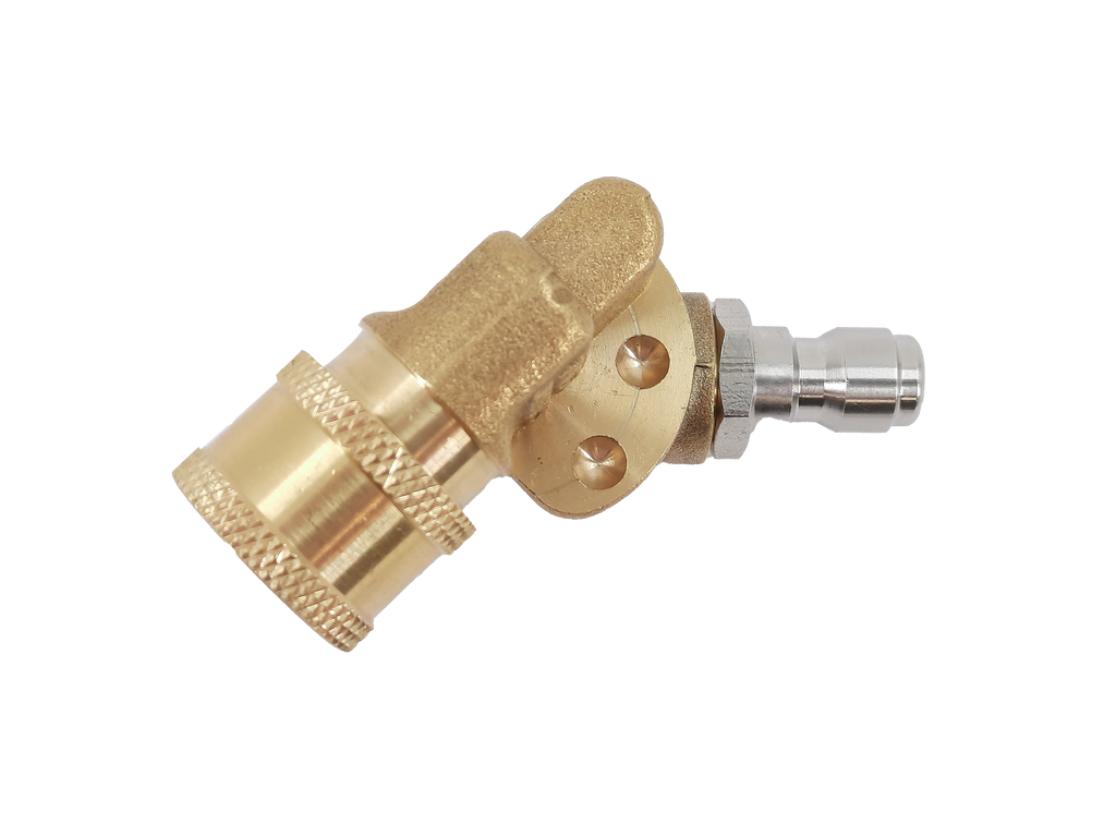 V-TUF B14.5720 swivel SSQ coupling side view showing 120 degree pivot and male plug