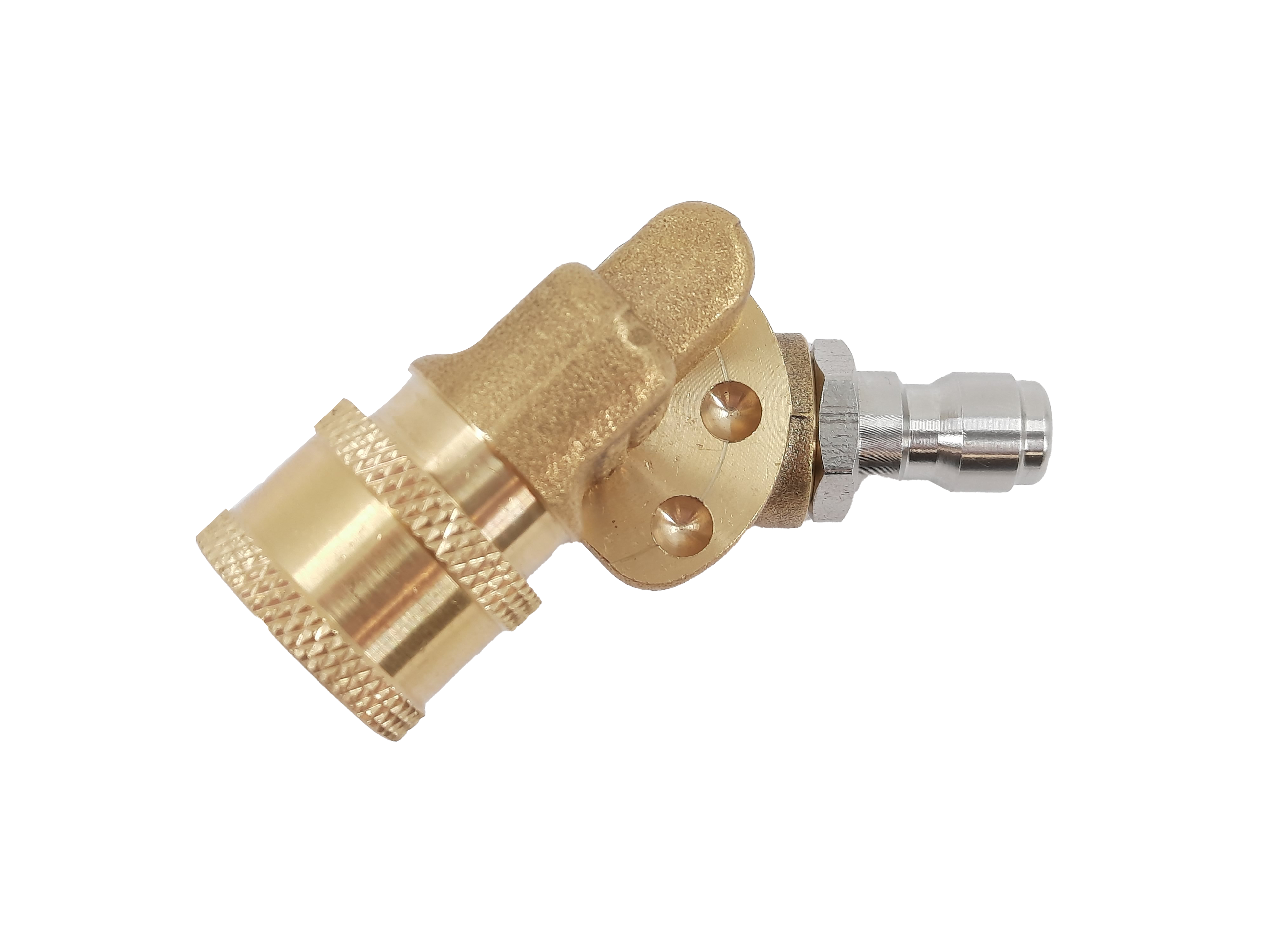 V-TUF B14.5720 swivel SSQ coupling side view showing 120 degree pivot and male plug