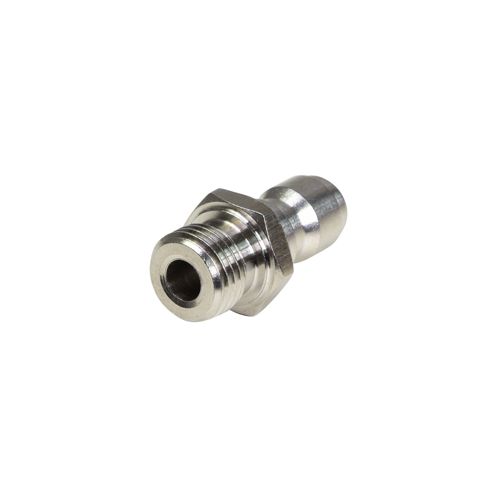 V-TUF B14.5730SS SSQ stainless male plug close-up showing 1/4M thread and SSQ body