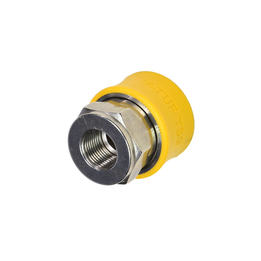 V-TUF B14.9100 TSQ DURAKLIX coupler angled view showing push-button release and thread