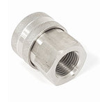 V-TUF B14.91192 TSQ stainless coupler close-up showing 1/2F thread and release sleeve