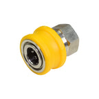 V-TUF SSQ stainless yellow coupling close-up showing quick-release sleeve and sealing face