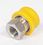V-TUF B14.9180SS SSQ female coupling side view showing stainless body and 1/4F thread