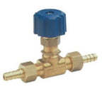 V-TUF B18.6311 metering T valve close-up showing T-body, cap and hose tail fittings