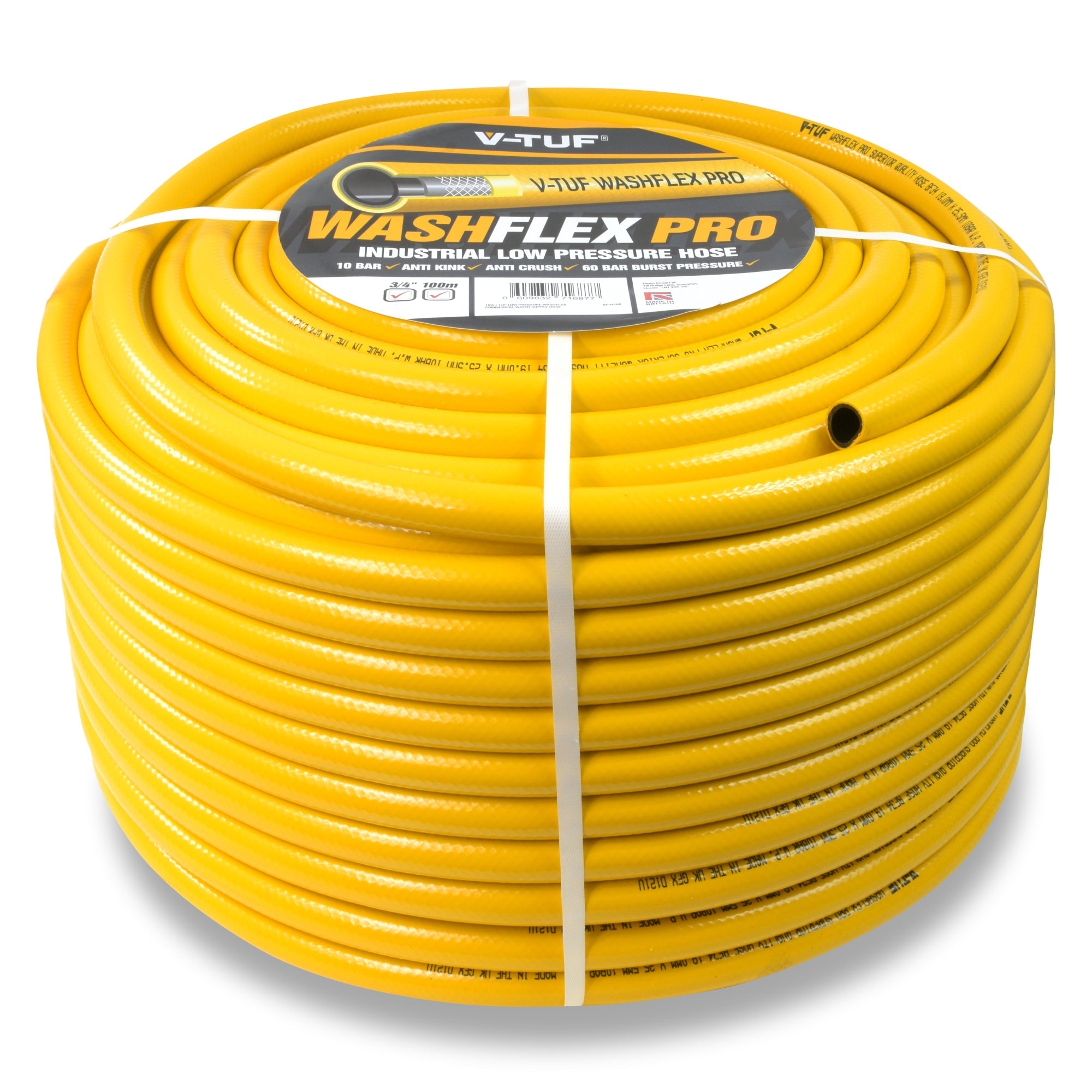 V-TUF BF34100 WASHFLEX PRO hose end fitting detail showing 3/4 inch BSP connection