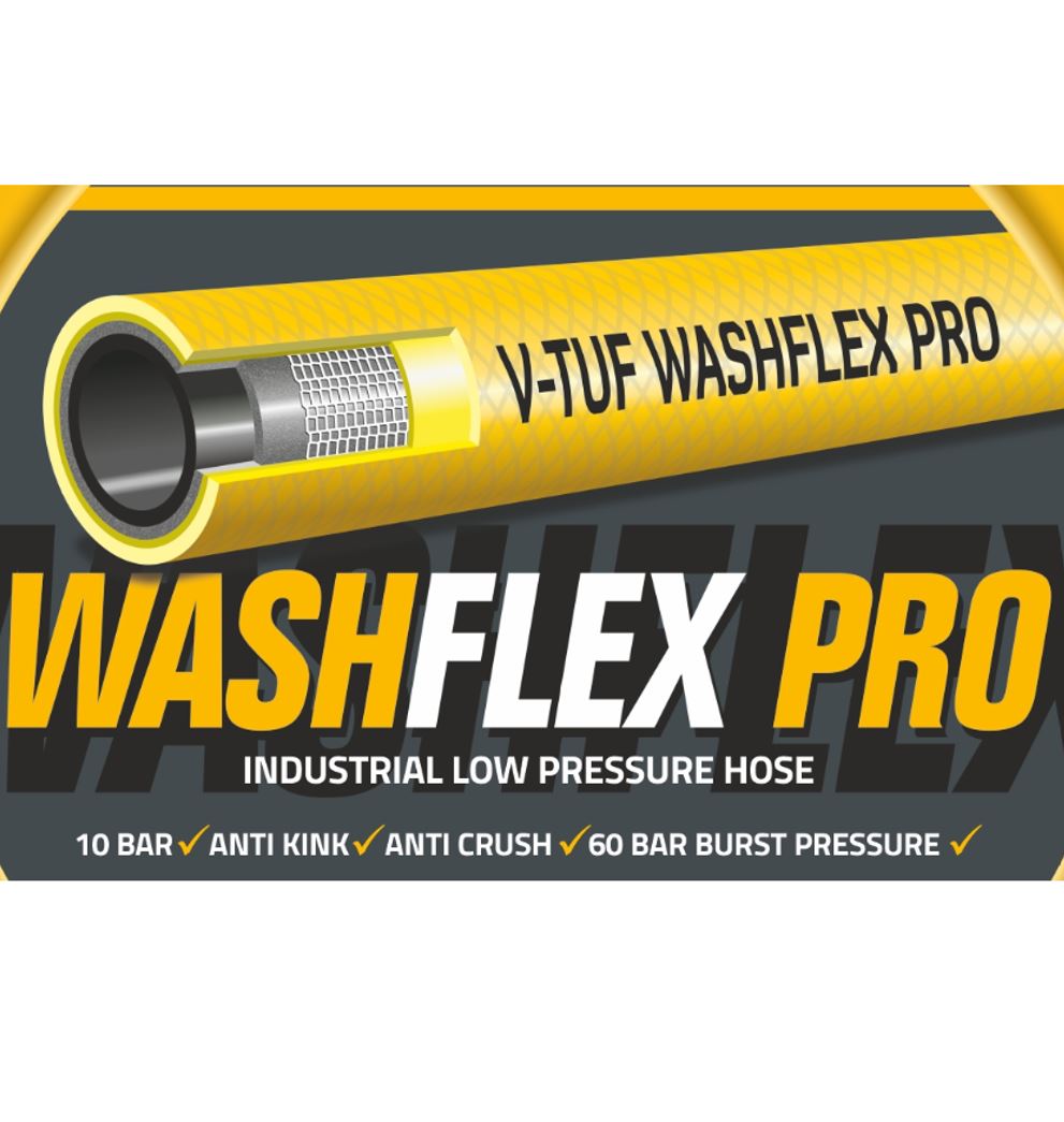 V-TUF BF3450 WASHFLEX PRO hose end fitting detail showing 3/4 inch BSP connection