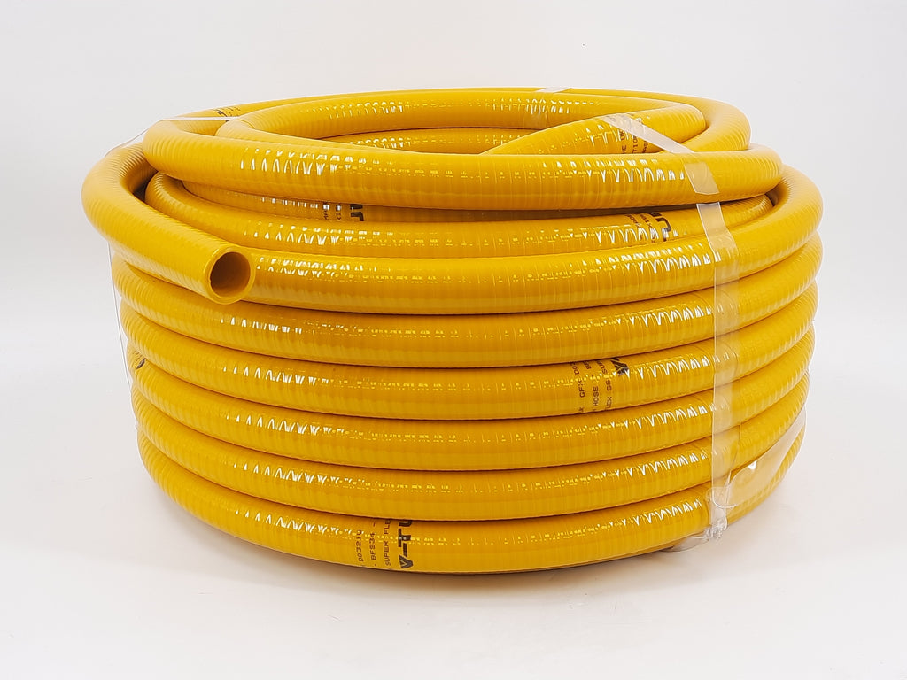V-TUF BFS3430 30m spiral suction hose end view showing flexible body and transparent wall