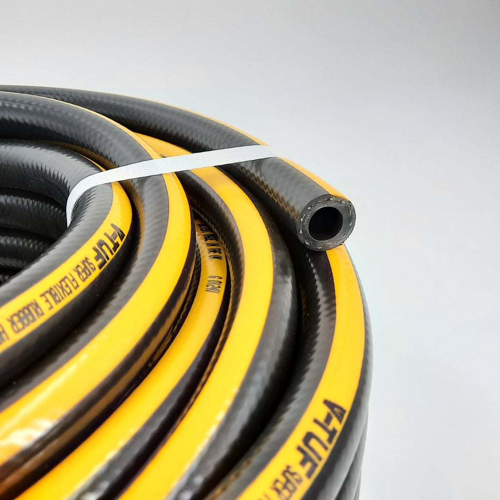 V-TUF BR1201 1/2 inch rubber water hose cut end showing wall thickness and construction