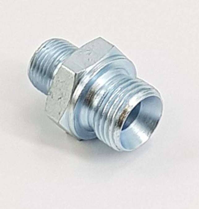 V-TUF brass BSP male to male adaptor showing hex body and threaded ends