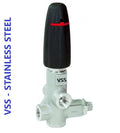 V-TUF unloader C0.081VSS stainless 3/8F ports with handwheel, front view