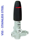 V-TUF unloader C0.081VSS stainless 3/8F ports with handwheel, front view