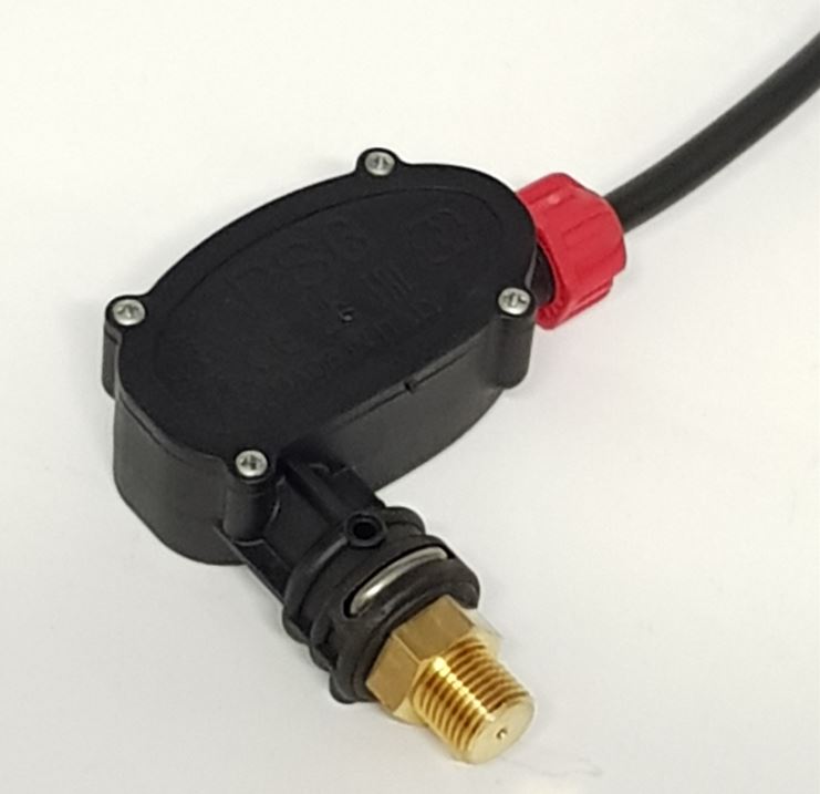 V-TUF C0.125 pressure switch side view showing 25 Bar adjustment and 3-core lead