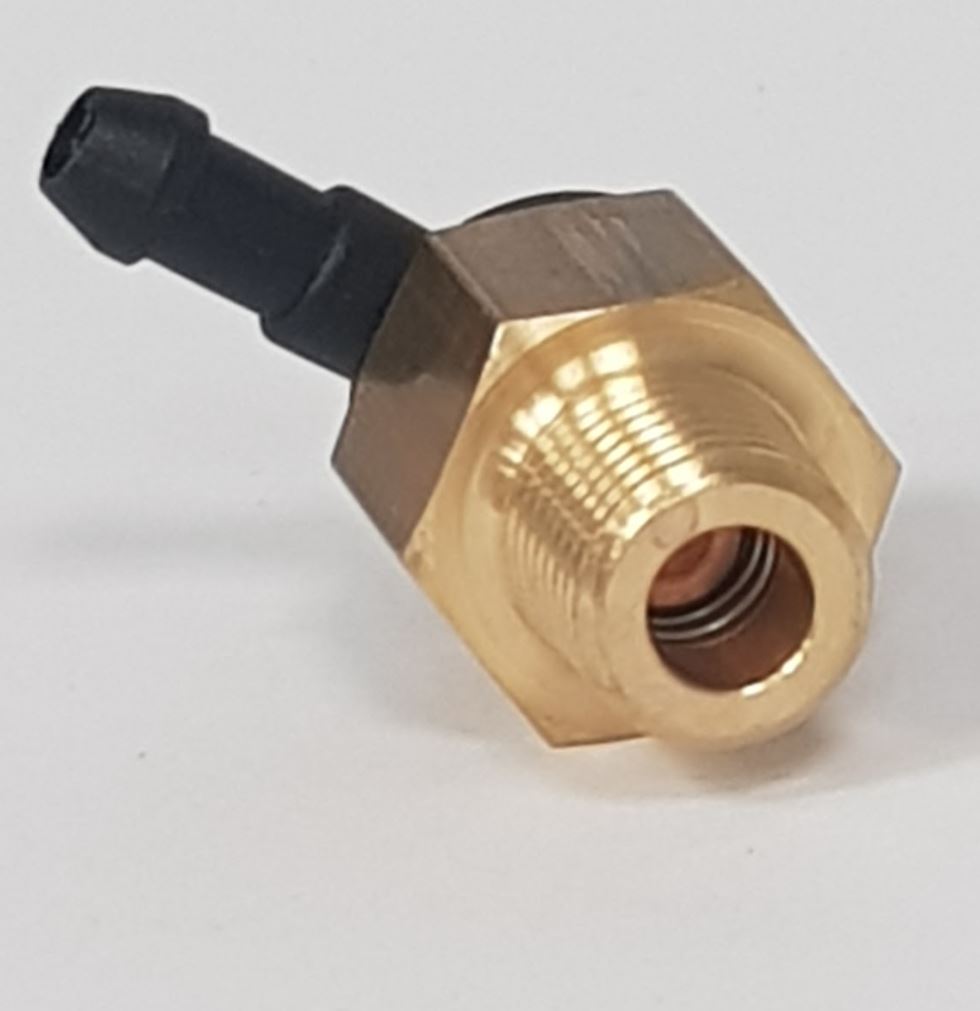 V-TUF C2.010 thermal discharge valve close-up showing wax element and discharge port