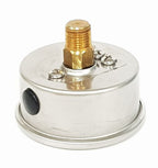 V-TUF C6.240SS stainless pressure gauge side view showing 1/4M back entry connection