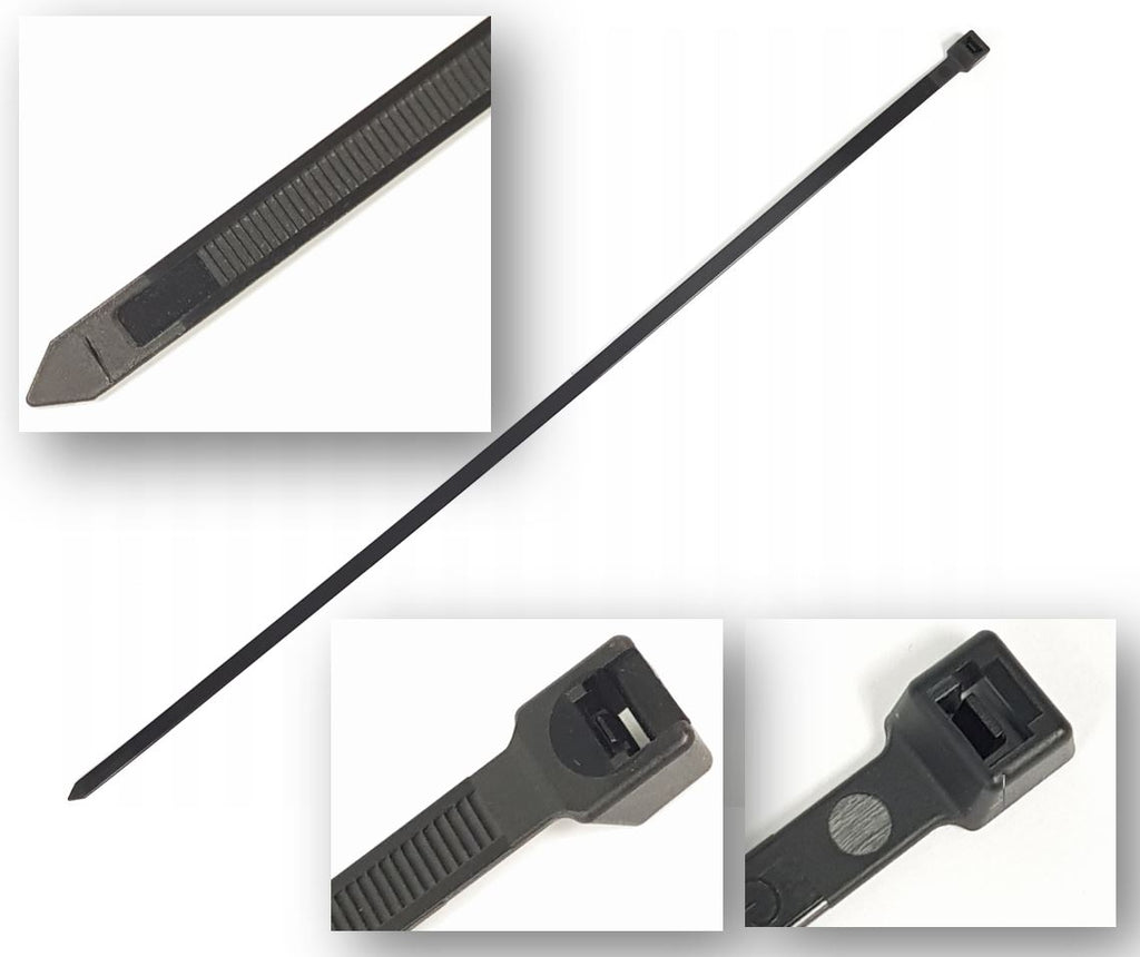 V-TUF cable ties 368mm x 4.8mm black nylon I9.3842 bag of 100 for cable management