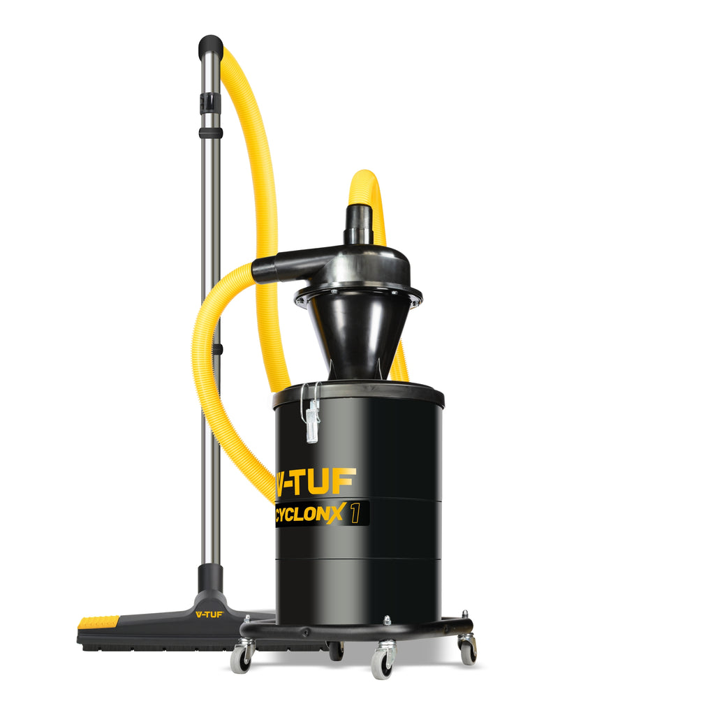 V-TUF 37L cyclonic separator tank CYCLONX1 with 38mm hose attachments, front view