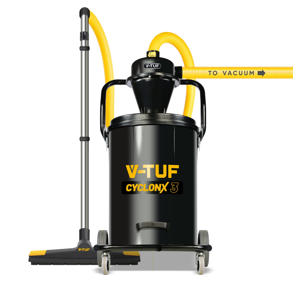 V-TUF CYCLONX3 77L cyclonic separator side view showing 77L tank and inlet ports