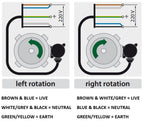 V-TUF bi-rotational burner motor showing direction switch and fuel pump drive shaft