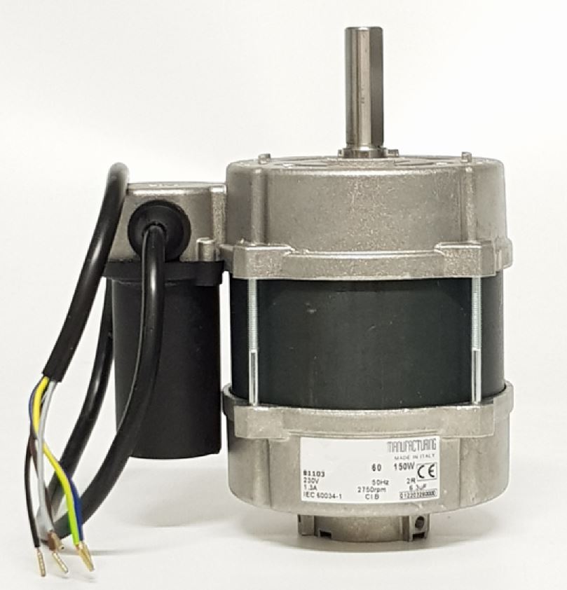 V-TUF D3.010 burner motor side view showing fan housing and capacitor
