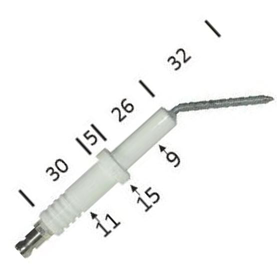 V-TUF D6.054 electrode set side view showing electrode tips and mounting bracket
