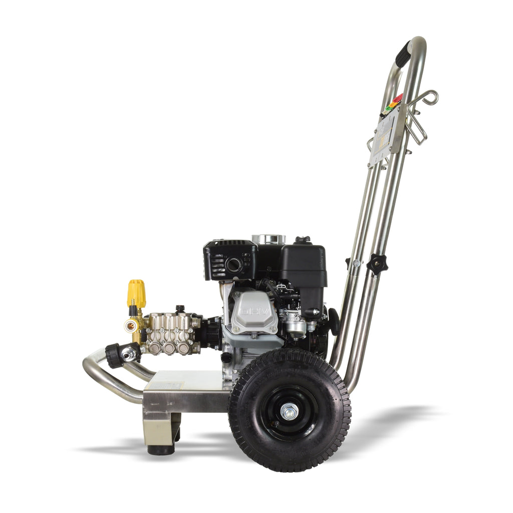 V-TUF DD065 rear view showing water inlet, detergent tank and wheel assembly