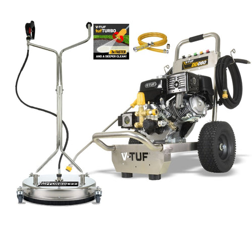 V-TUF DD080 Honda 9HP pressure washer DD080-KIT1 with 21 inch tufTURBO stainless surface cleaner