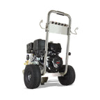 V-TUF DD130 pressure washer spec plate showing 300 Bar max, 250 Bar WP and 15L/min