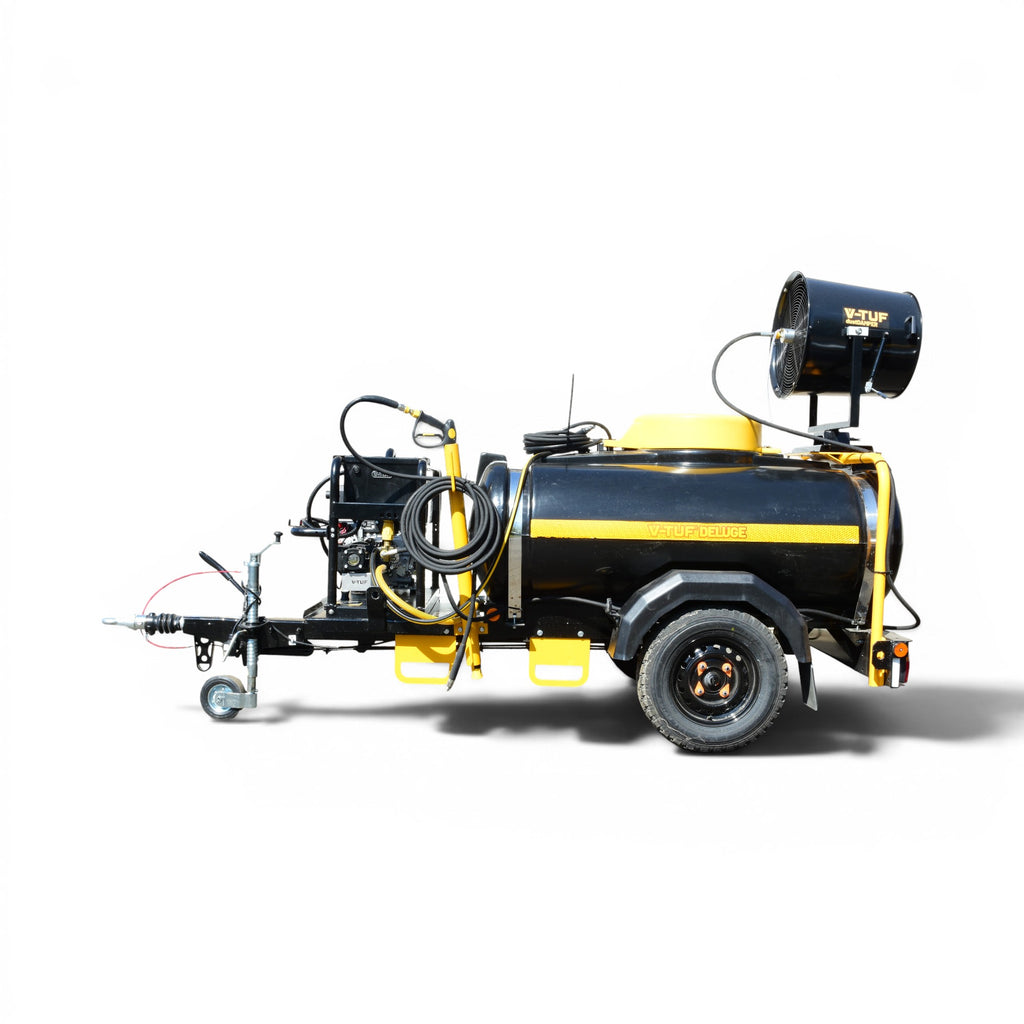 V-TUF DELUGE1125HWTD10DC side view showing Yanmar diesel, dust suppression cannon and 1125L tank