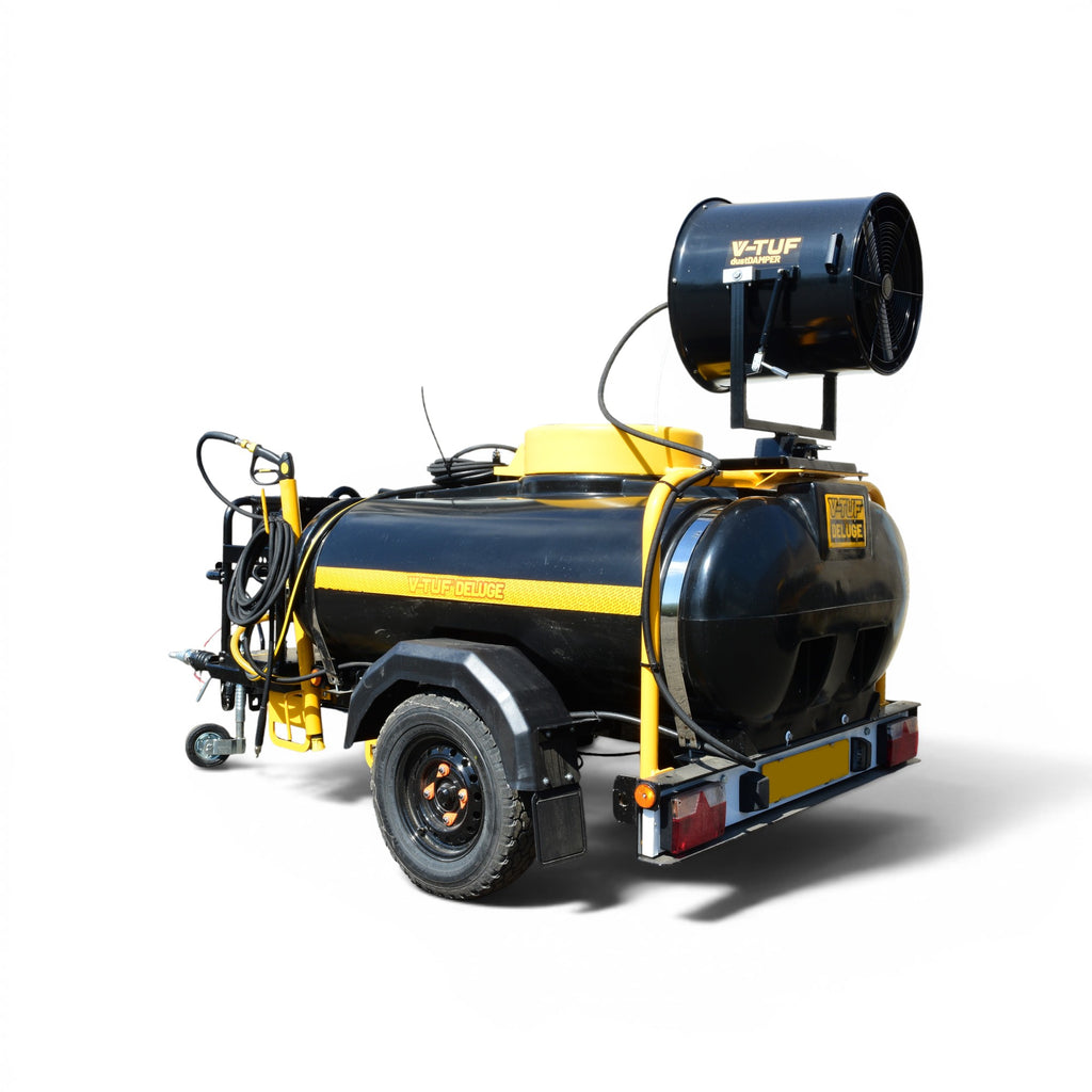 V-TUF DELUGE1125HWTD10DC dust cannon close-up showing oscillating dust suppression head