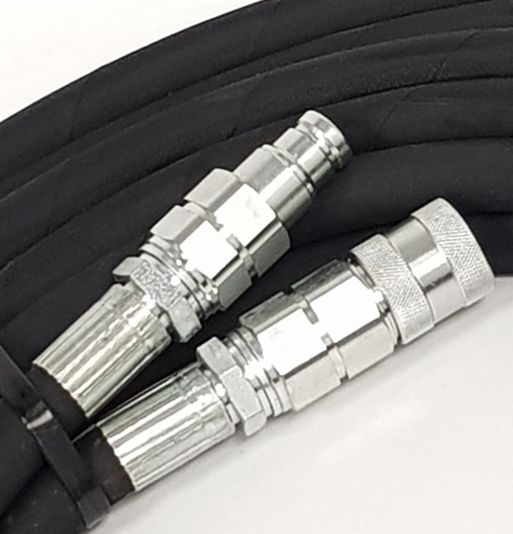 V-TUF 6m breaker hose set laid straight showing full length and flexible black rubber body