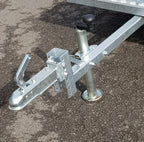 V-TUF DELUGE 700L bowser rear view showing tank outlet, pressure washer mount and axle