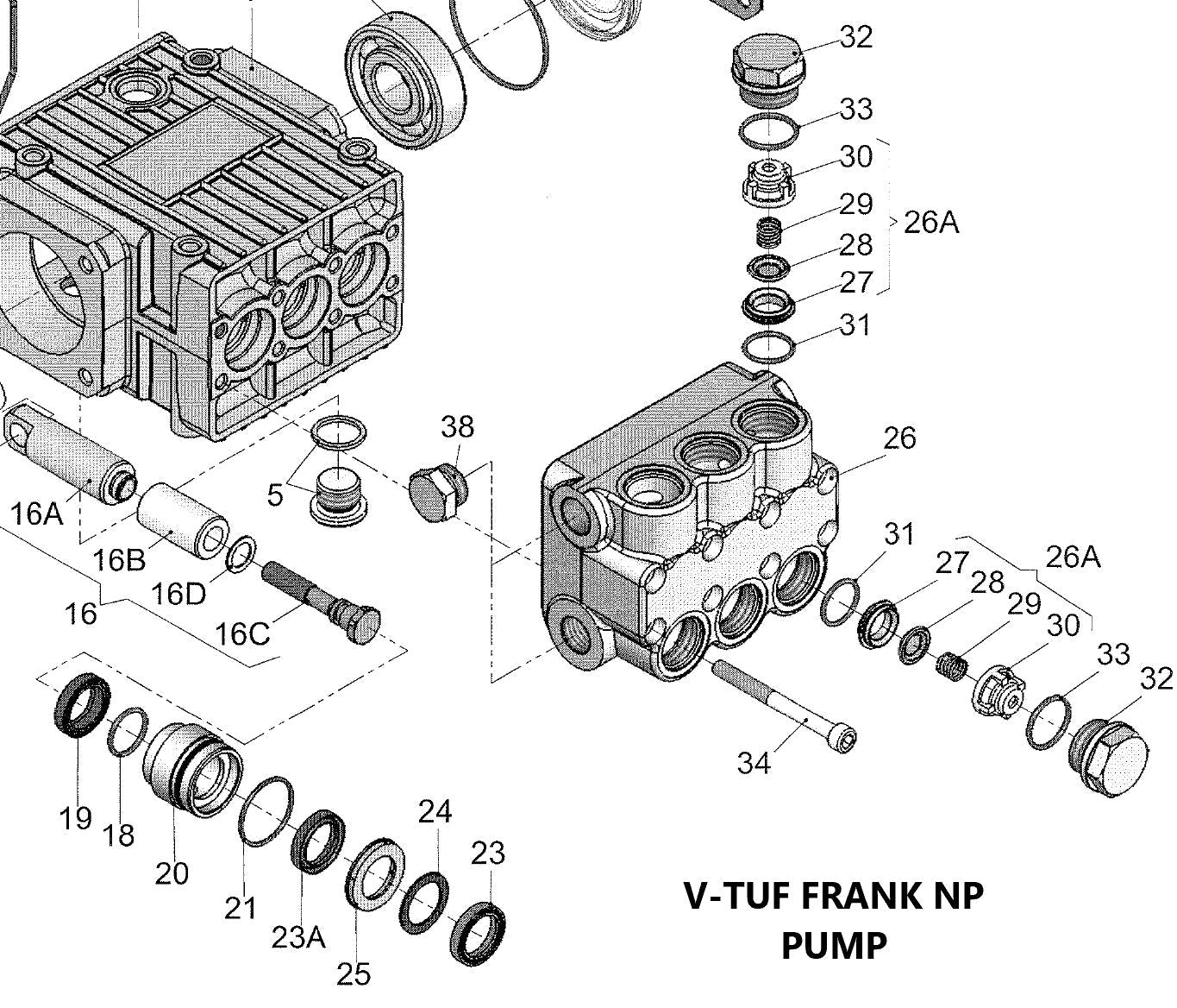 V-TUF 717.77 Frank pump seal kit close-up showing seal components and O-rings
