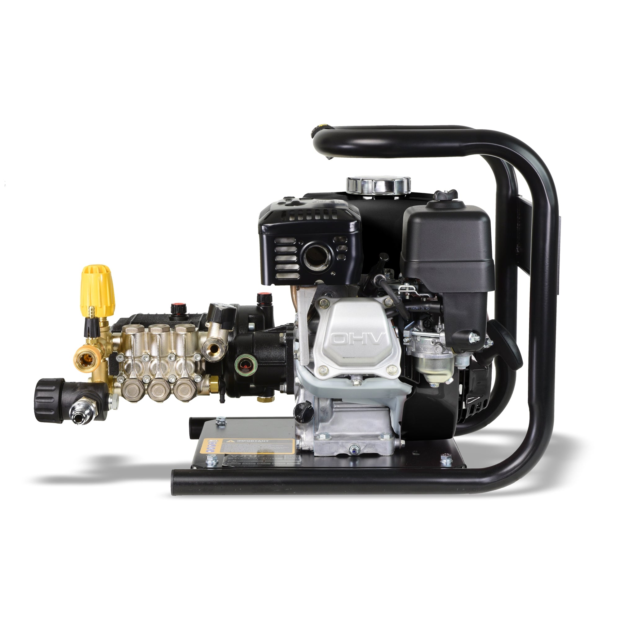 V-TUF GB065C carry frame gearbox washer close-up showing Honda GX200 engine and gearbox