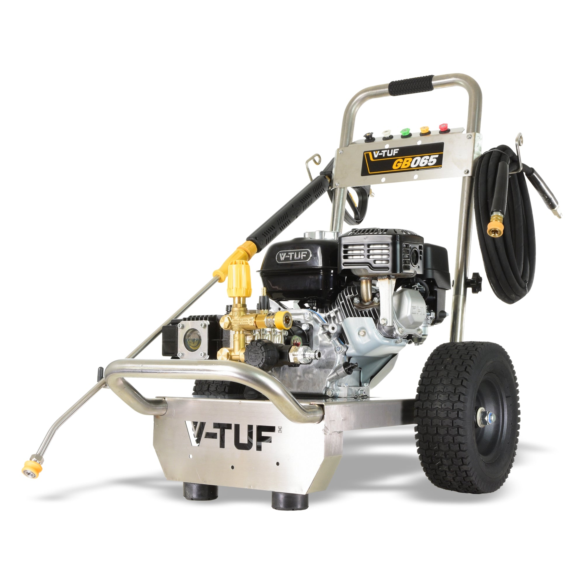 V-TUF GB065 Honda petrol gearbox pressure washer 200 Bar 12L/min, front view