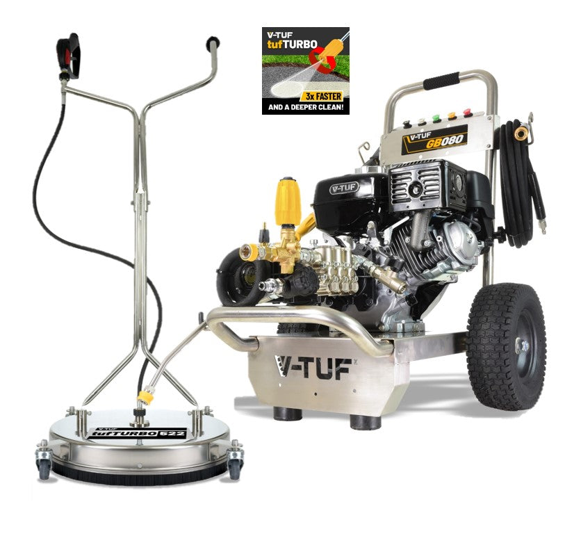 V-TUF GB080 9HP gearbox Honda petrol washer GB080-KIT1 with 21 inch tufTURBO, front kit view