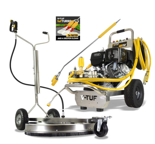 V-TUF GB110 gearbox washer GB110-KIT2 with 30 inch tufTURBO750 XL 750mm surface cleaner, front view