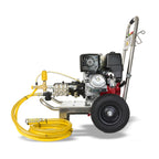 V-TUF GB130SSE rear view showing stainless frame, water inlet and electric start battery