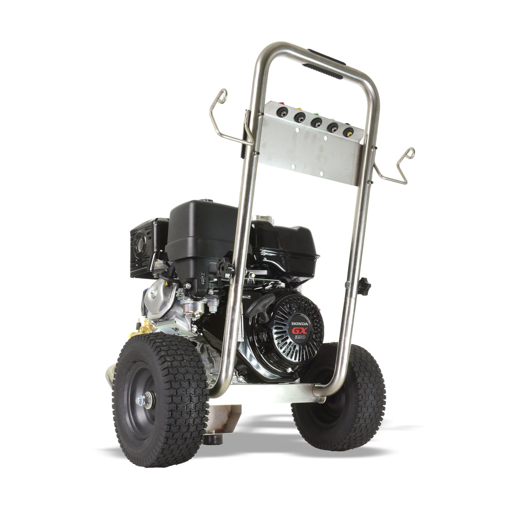 V-TUF GB130 spec plate showing 250 Bar 15L/min 13HP Honda rating