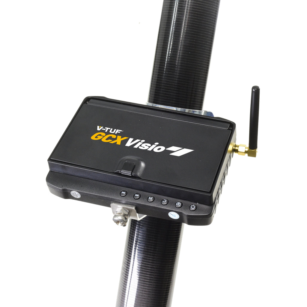 V-TUF GCX VISIO wireless monitor display showing live camera feed in gutter