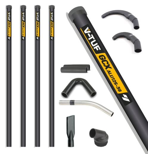 V-TUF GCX ALU gutter cleaner kit GCX38-16PC 16ft 5m with 38mm poles and pipe cleaning tools
