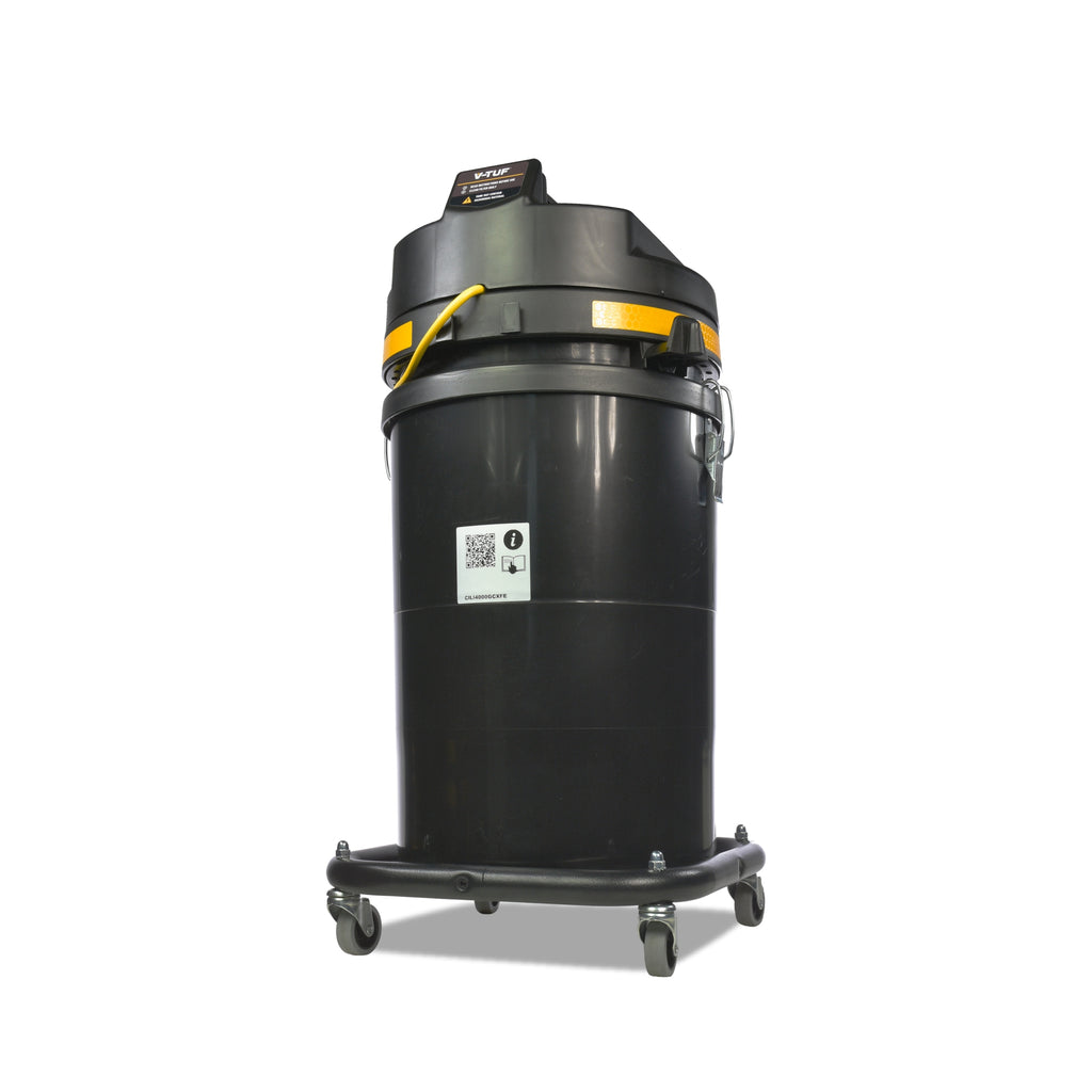 V-TUF GCX4000-240 vacuum angle view showing cyclone separator and 1.75kW motor